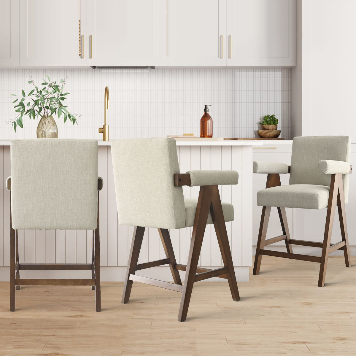 Morgan Upholstered Counter Stool with Arms (1-Piece)