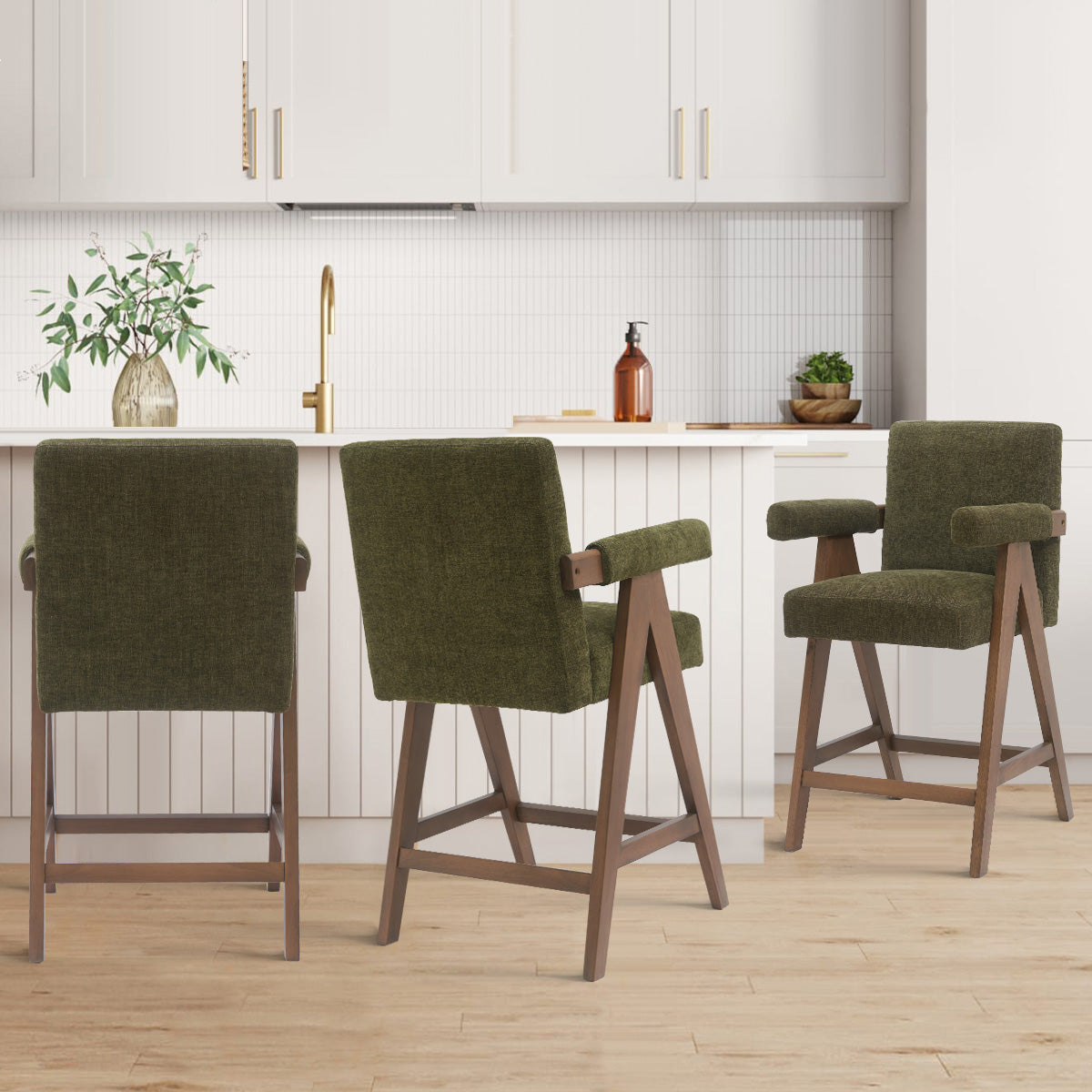 Morgan Upholstered Counter Stool with Arms (1-Piece)