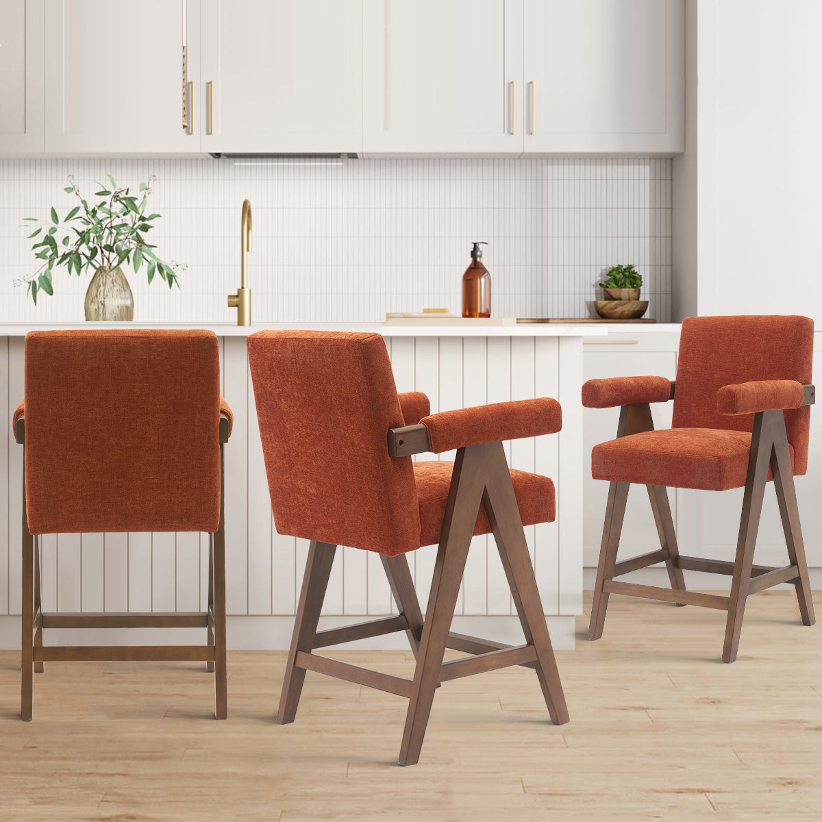 Morgan Upholstered Counter Stool with Arms (1-Piece)