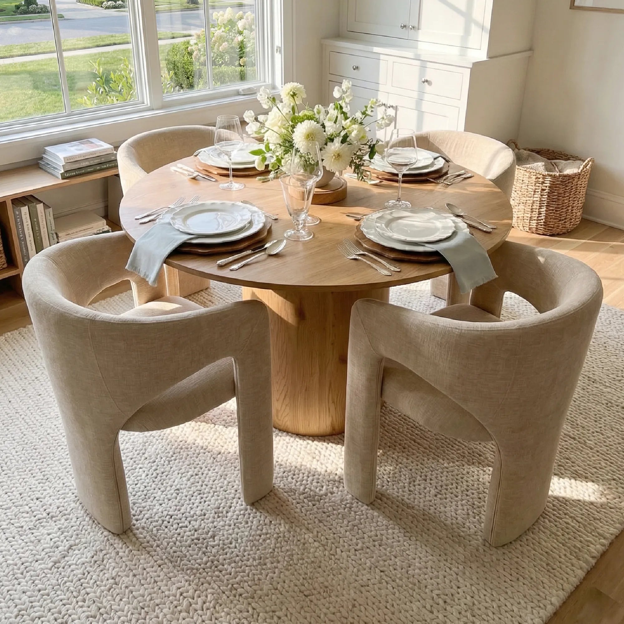 Musk & Khloe 41.5" Round Dining Table Set for 4 (5-Piece)