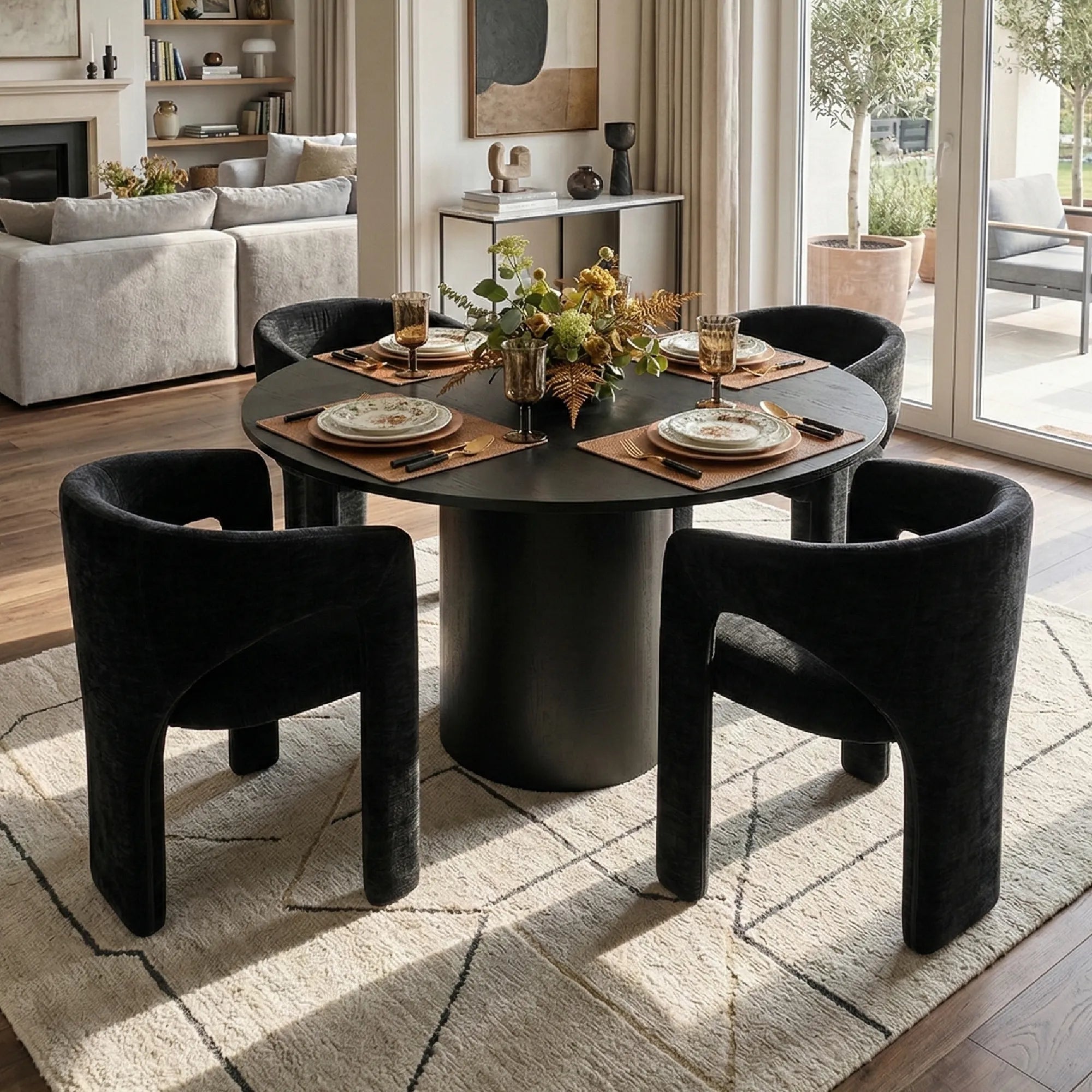 Musk & Khloe 41.5" Round Dining Table Set for 4 (5-Piece)