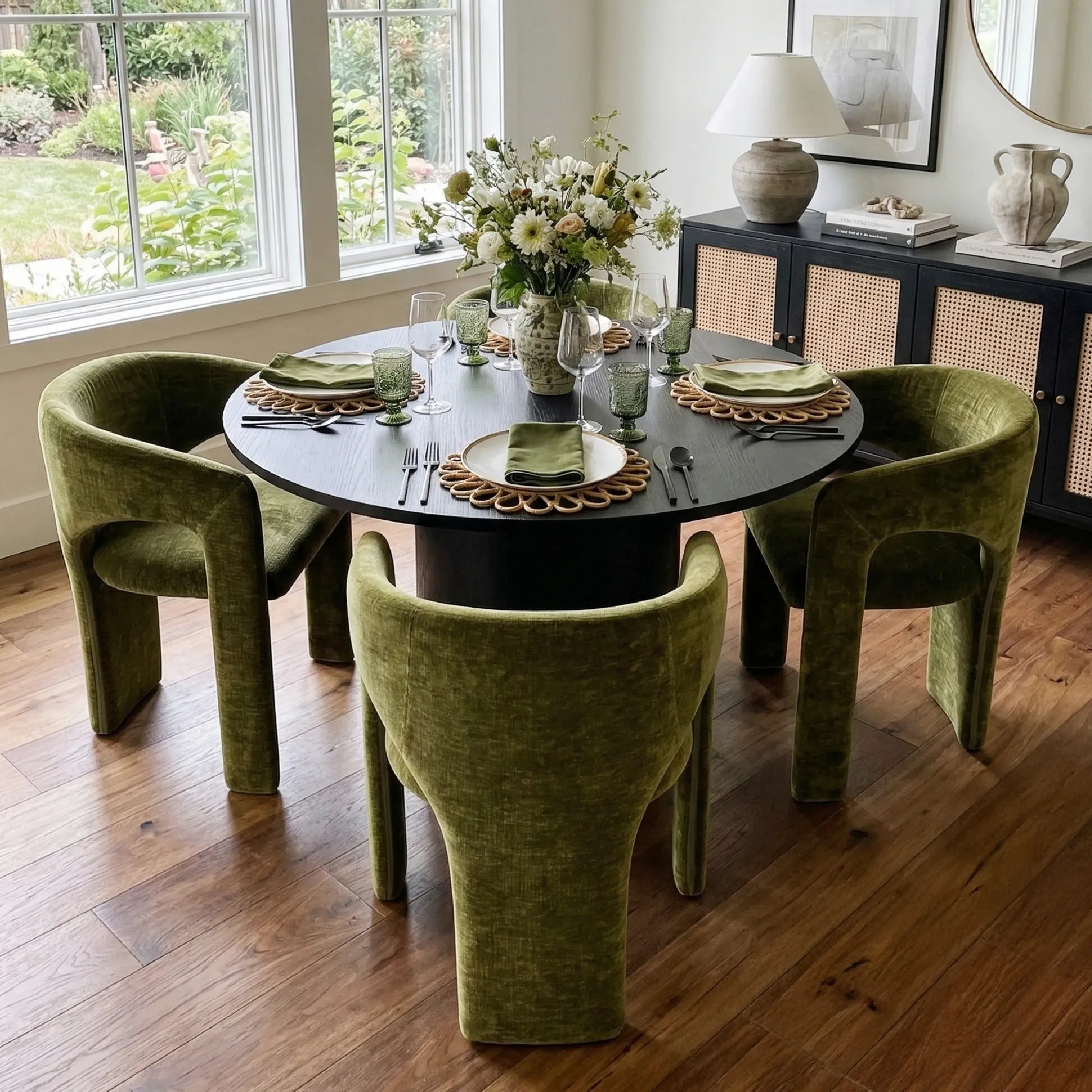 Musk & Khloe 41.5" Round Dining Table Set for 4 (5-Piece)