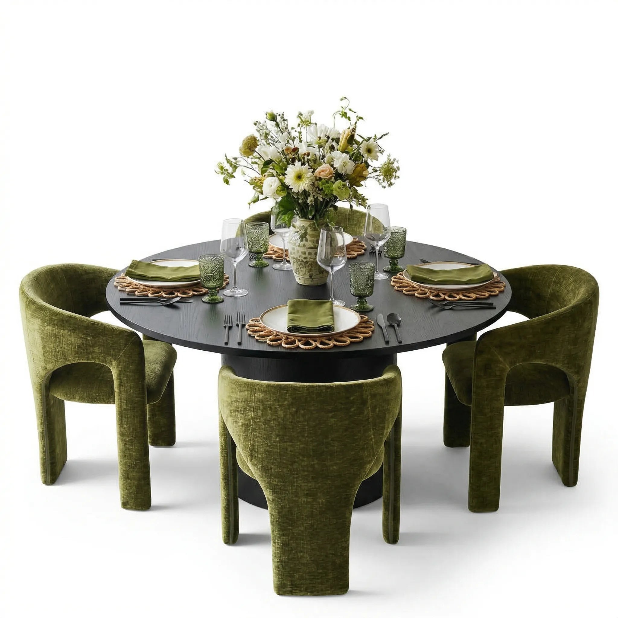 Musk & Khloe 41.5" Round Dining Table Set for 4 (5-Piece)