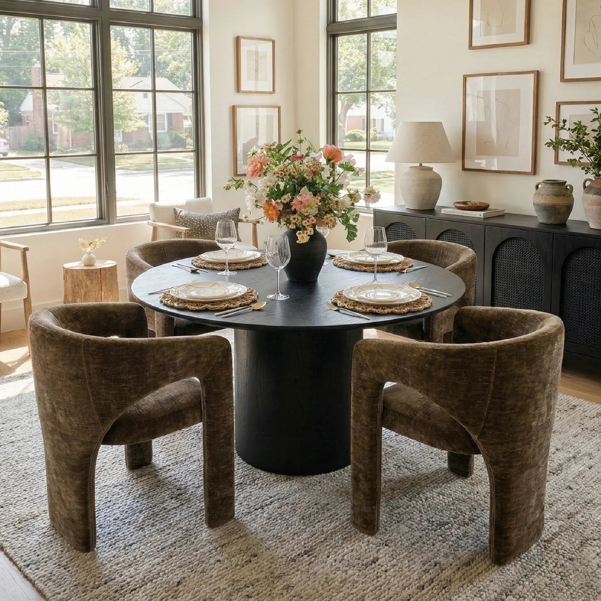 Musk & Khloe 41.5" Round Dining Table Set for 4 (5-Piece)