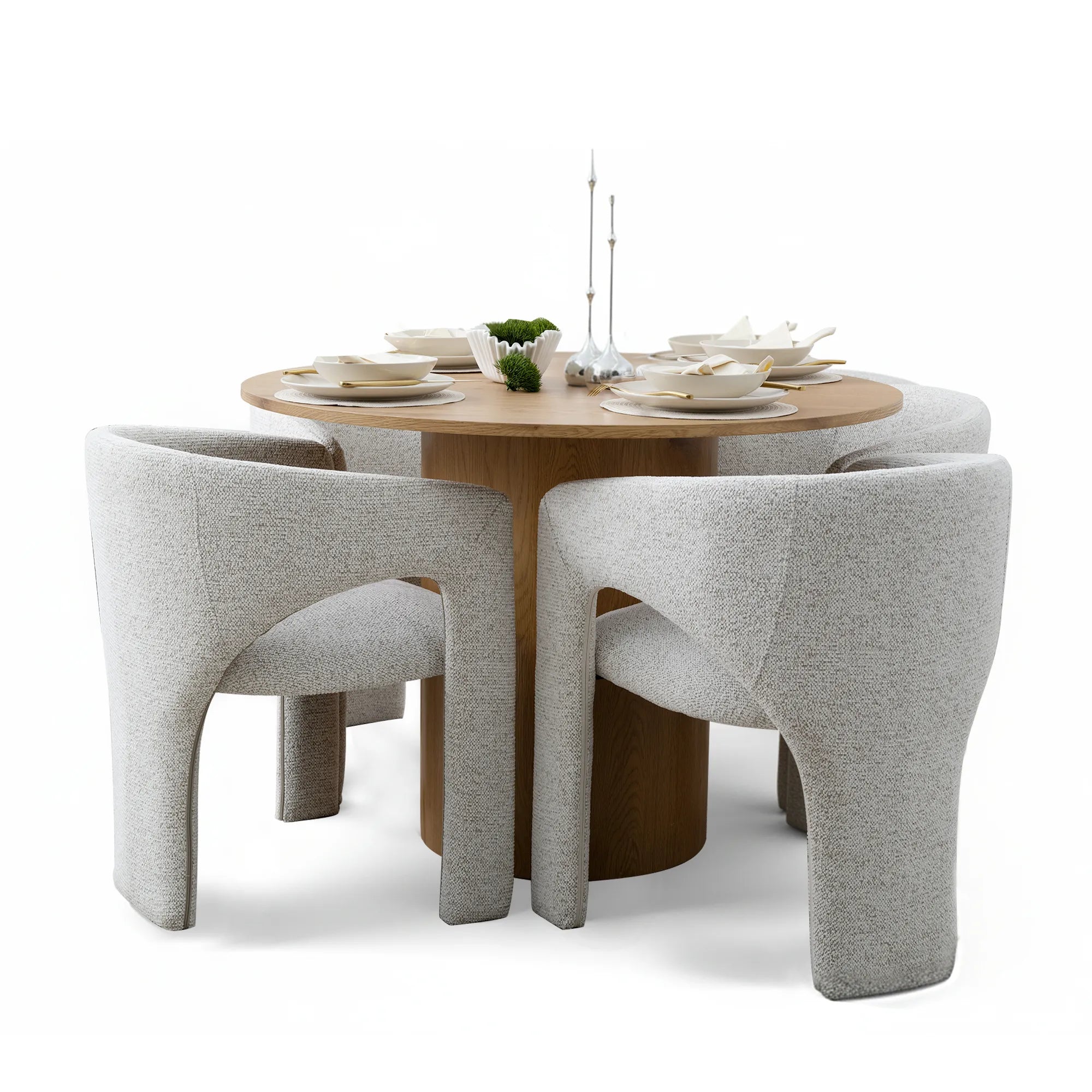 Musk & Khloe 41.5" Round Dining Table Set for 4 (5-Piece)