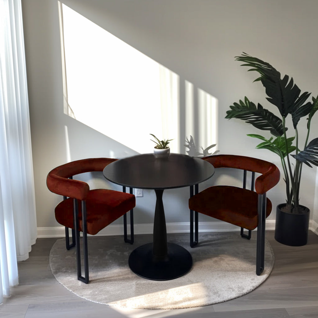 New Haven & Mia 35" Black Round Dining Table Set for 2 (3-Piece)