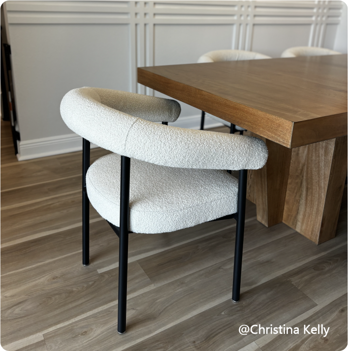 Dwen & New York 35" Round & Boucle Dining Table Set for 2 (3-Piece)
