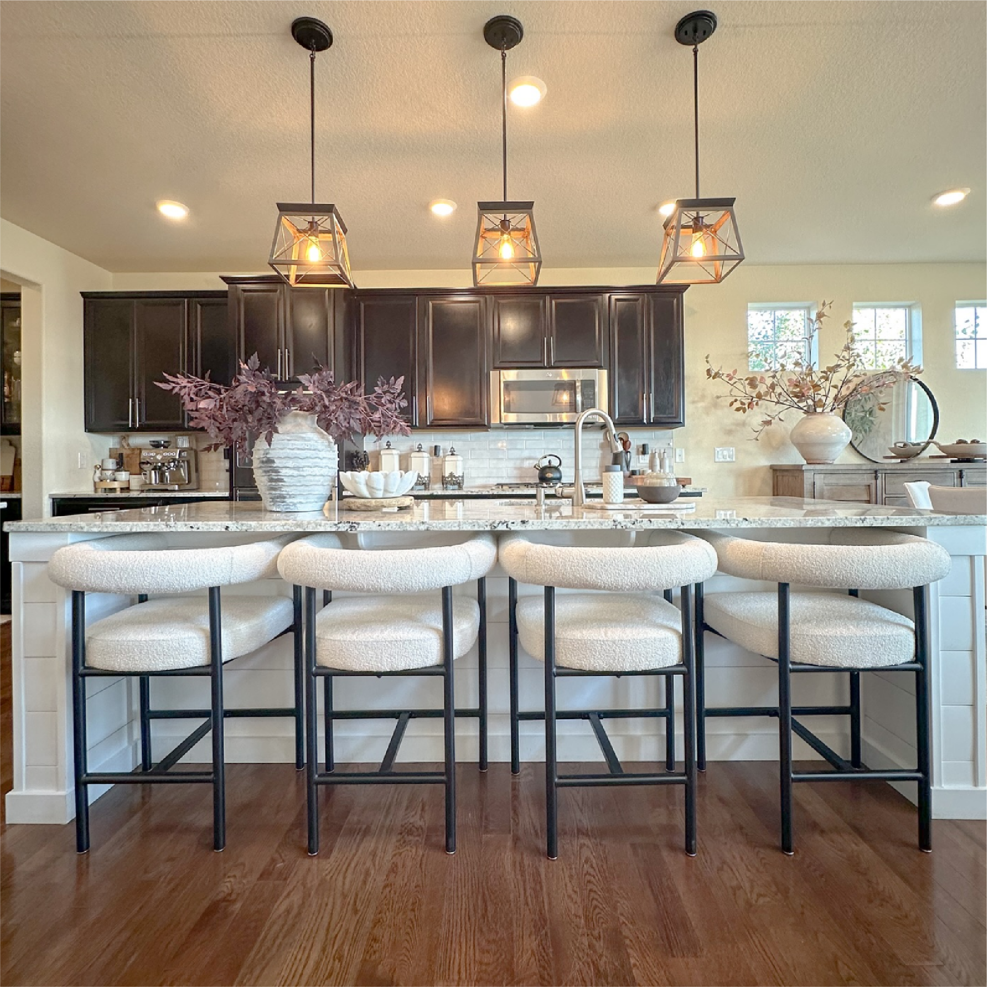 New York 24" Boucle Counter Stool with Arms (Set of 3)