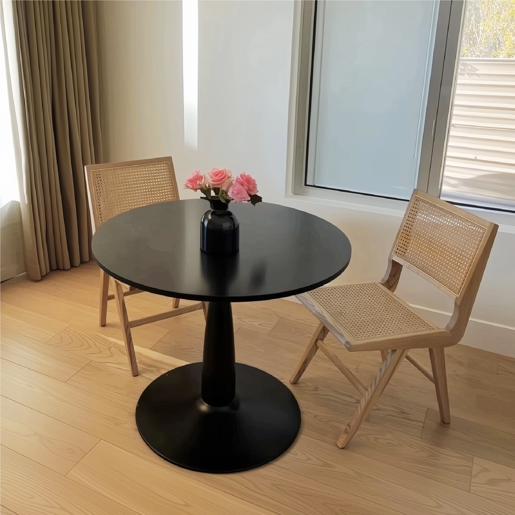 New Haven Modern 35" Black Round Dining Table