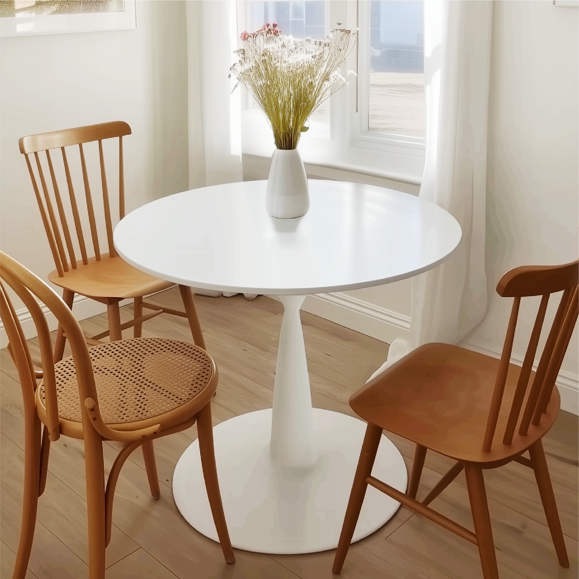 New Haven Modern 35" White Round Dining Table