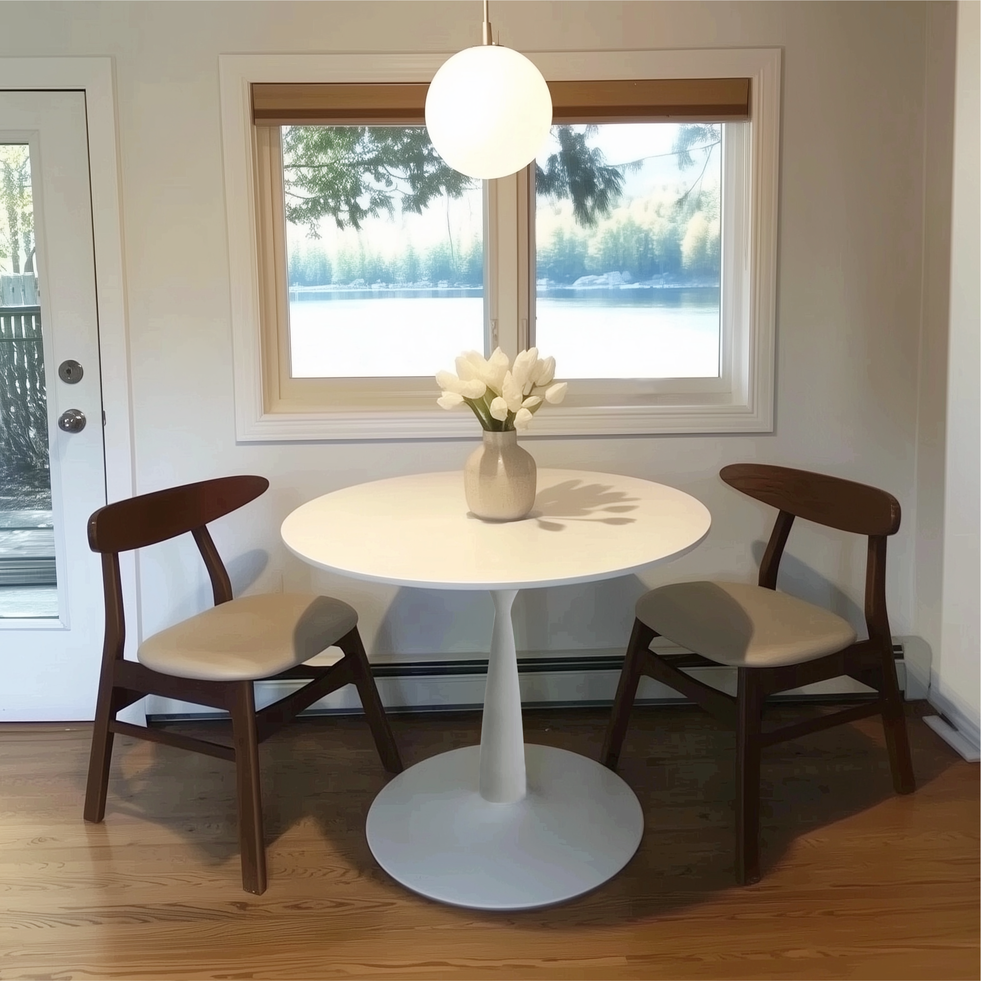 New Haven Modern 35" White Round Dining Table