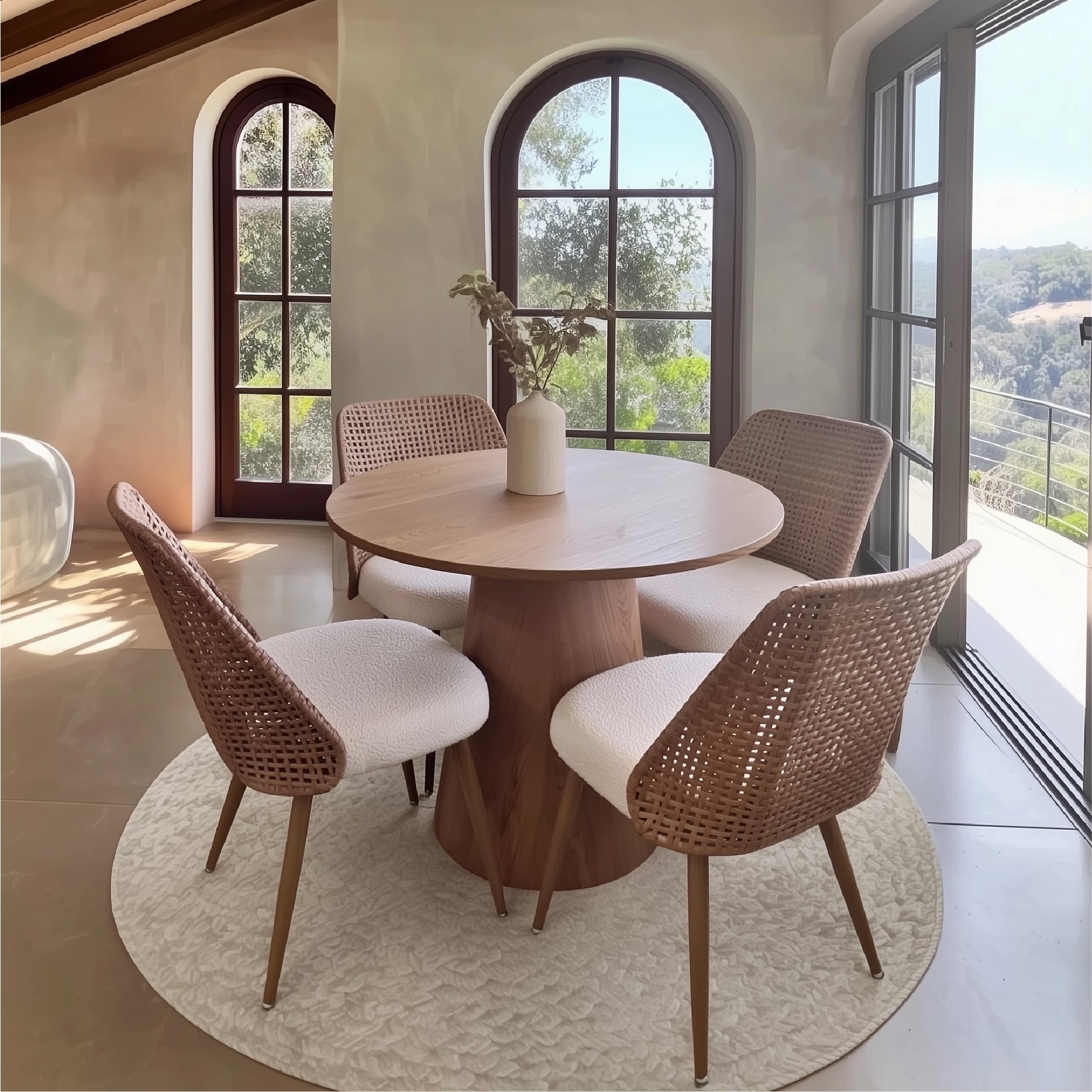 Nice Rattan Upholstered Dining Chair (Set of 4)