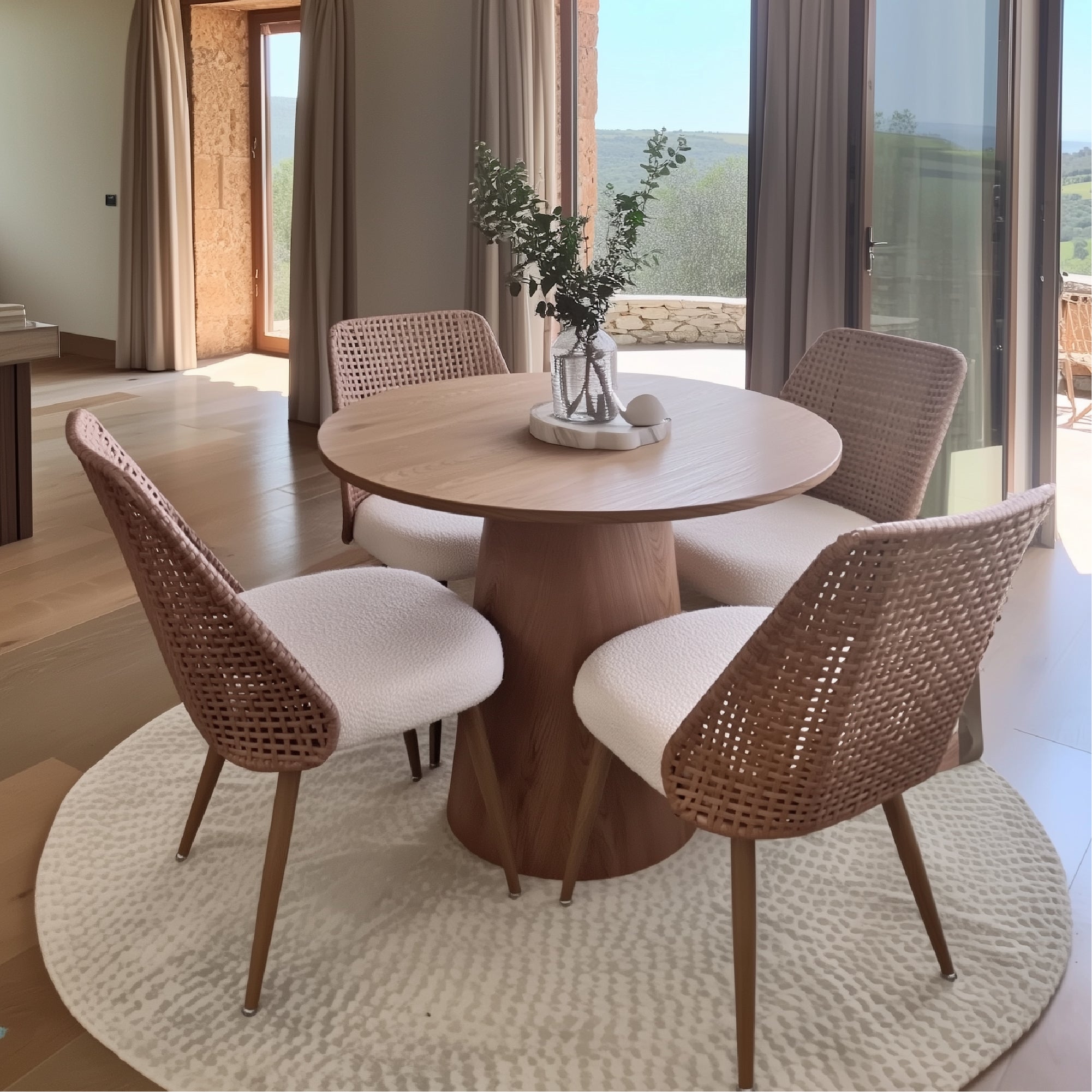 Nice Rattan Upholstered Dining Chair (Set of 6)