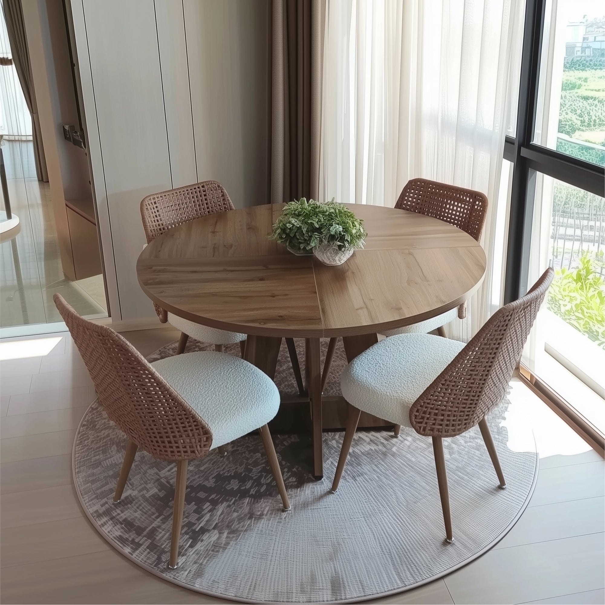 Nice Rattan Upholstered Dining Chair (Set of 6)