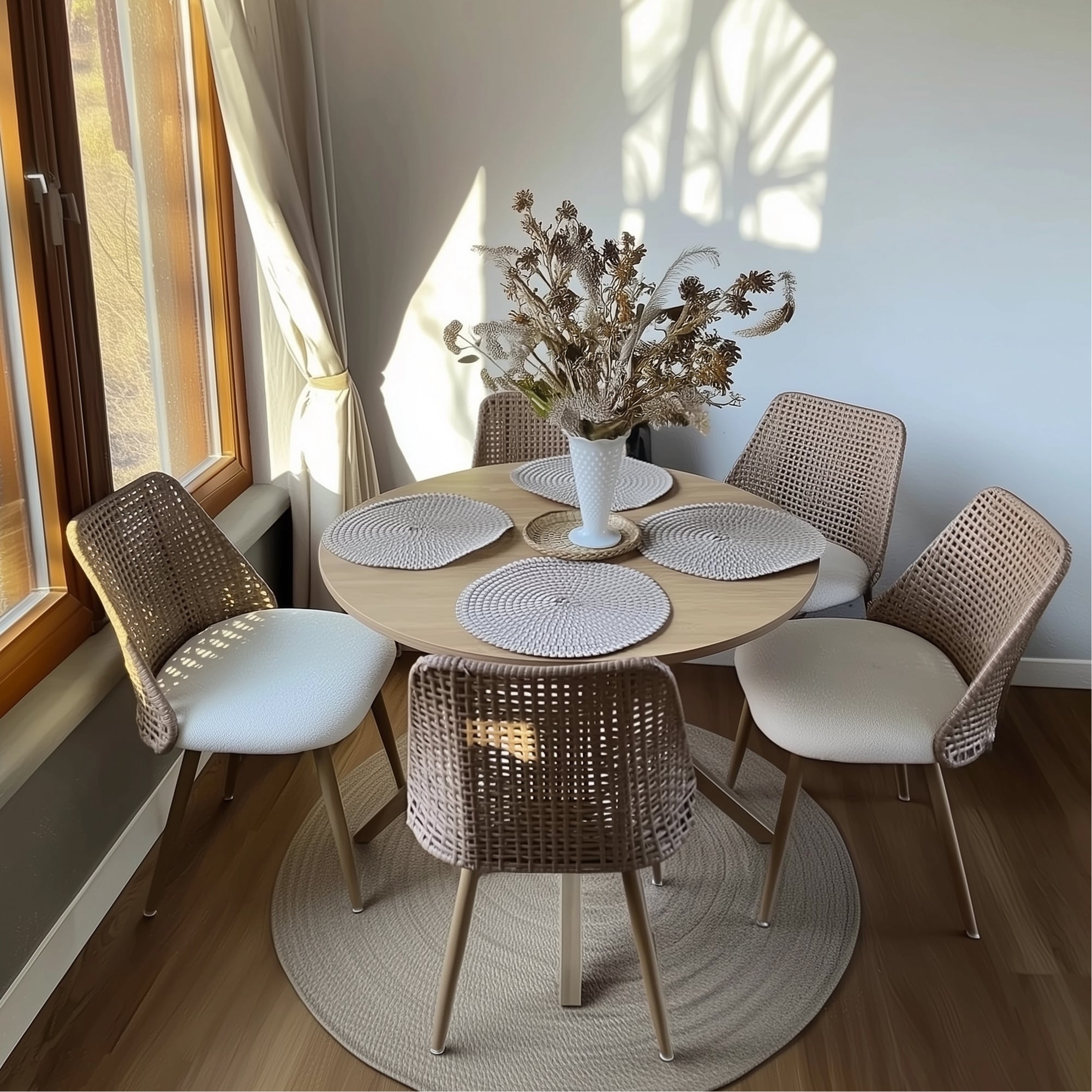 Nice Rattan Upholstered Dining Chair (Set of 4)