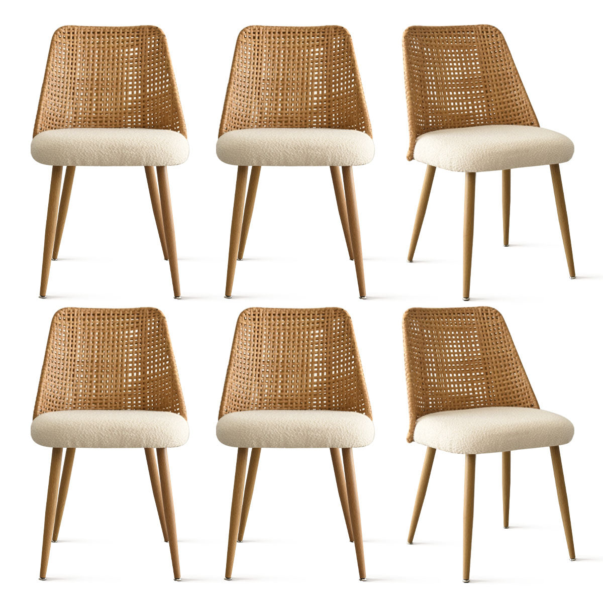 Nice Rattan Upholstered Dining Chair (Set of 6)