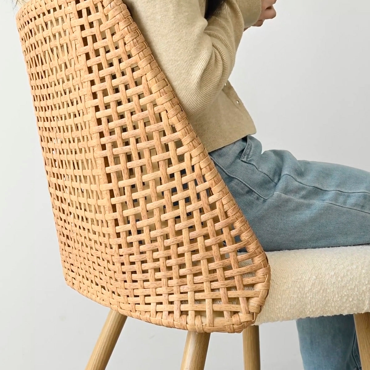 Nice Rattan Upholstered Dining Chair (Set of 6)
