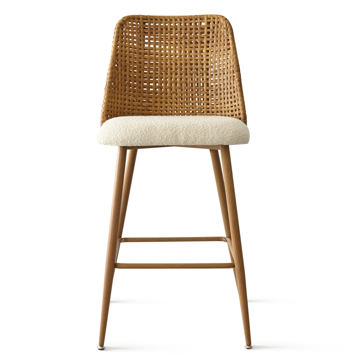 Nice 27" Rattan Upholstered Counter Stool (Set of 2)