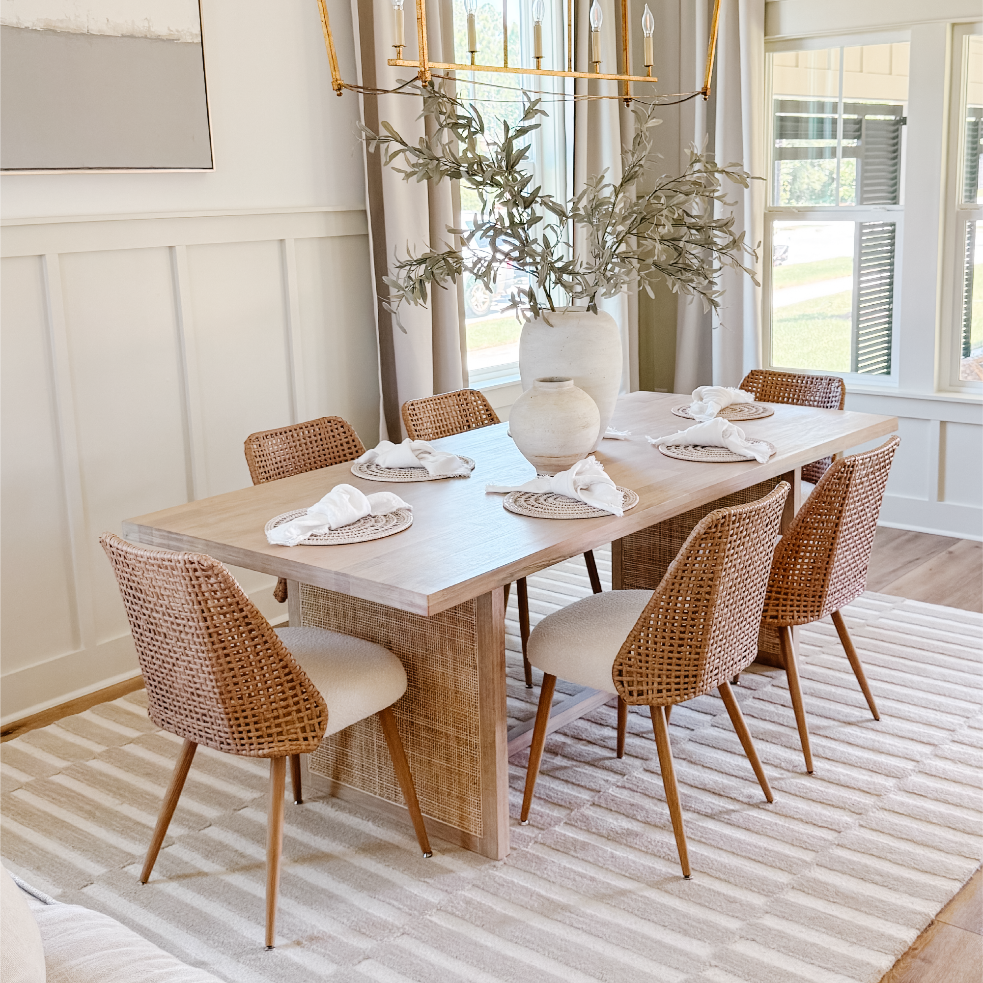 Nice Rattan Upholstered Dining Chair (Set of 4)