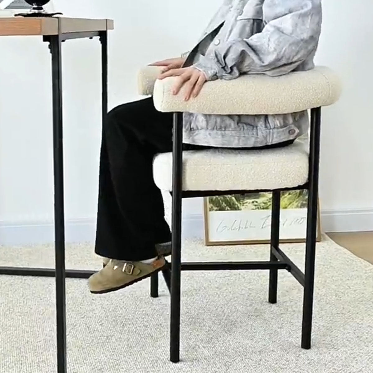 New York 24" Boucle Counter Stool with Arms (Set of 2)