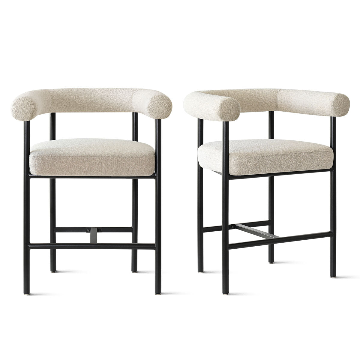 New York 24" Boucle Counter Stool with Arms (Set of 2)