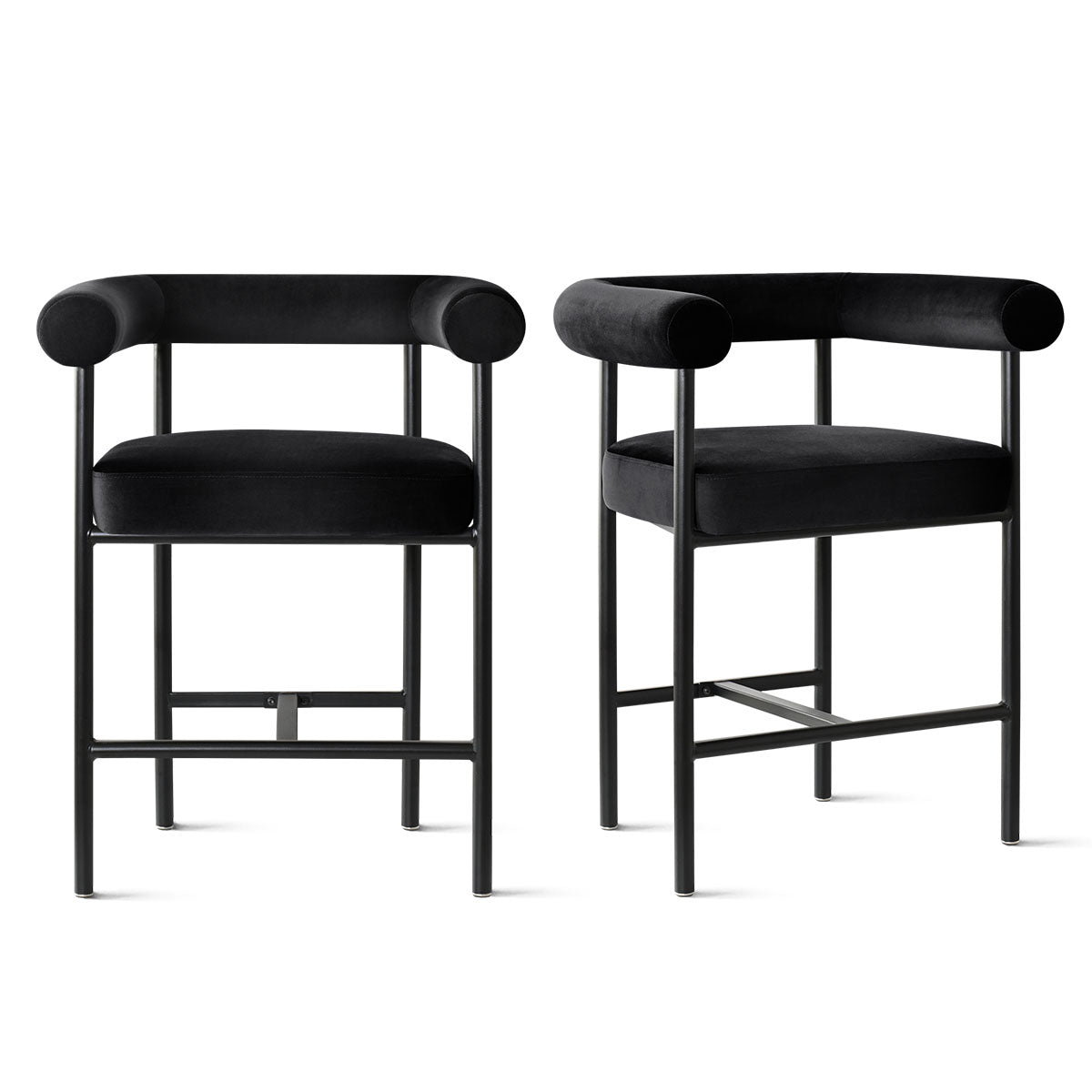New York 24" Velvet Counter Stool with Arms (Set of 2)