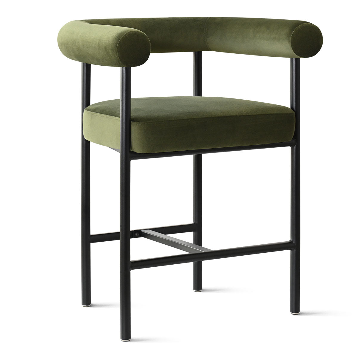 New York 24" Velvet Counter Stool with Arms (Set of 2)