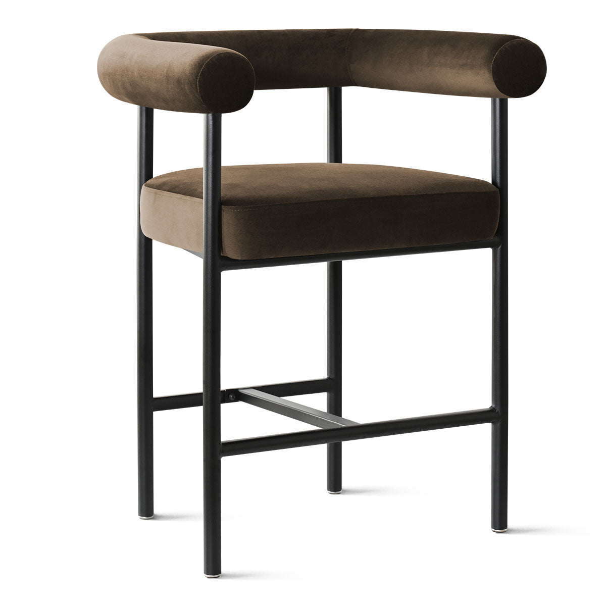 New York 24" Velvet Counter Stool with Arms (Set of 2)