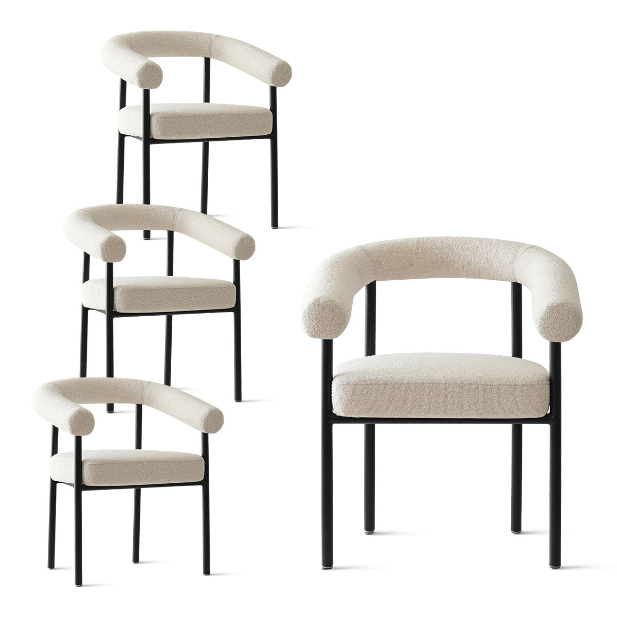 New York Modern Boucle Upholstered Dining Chair (Set of 4)