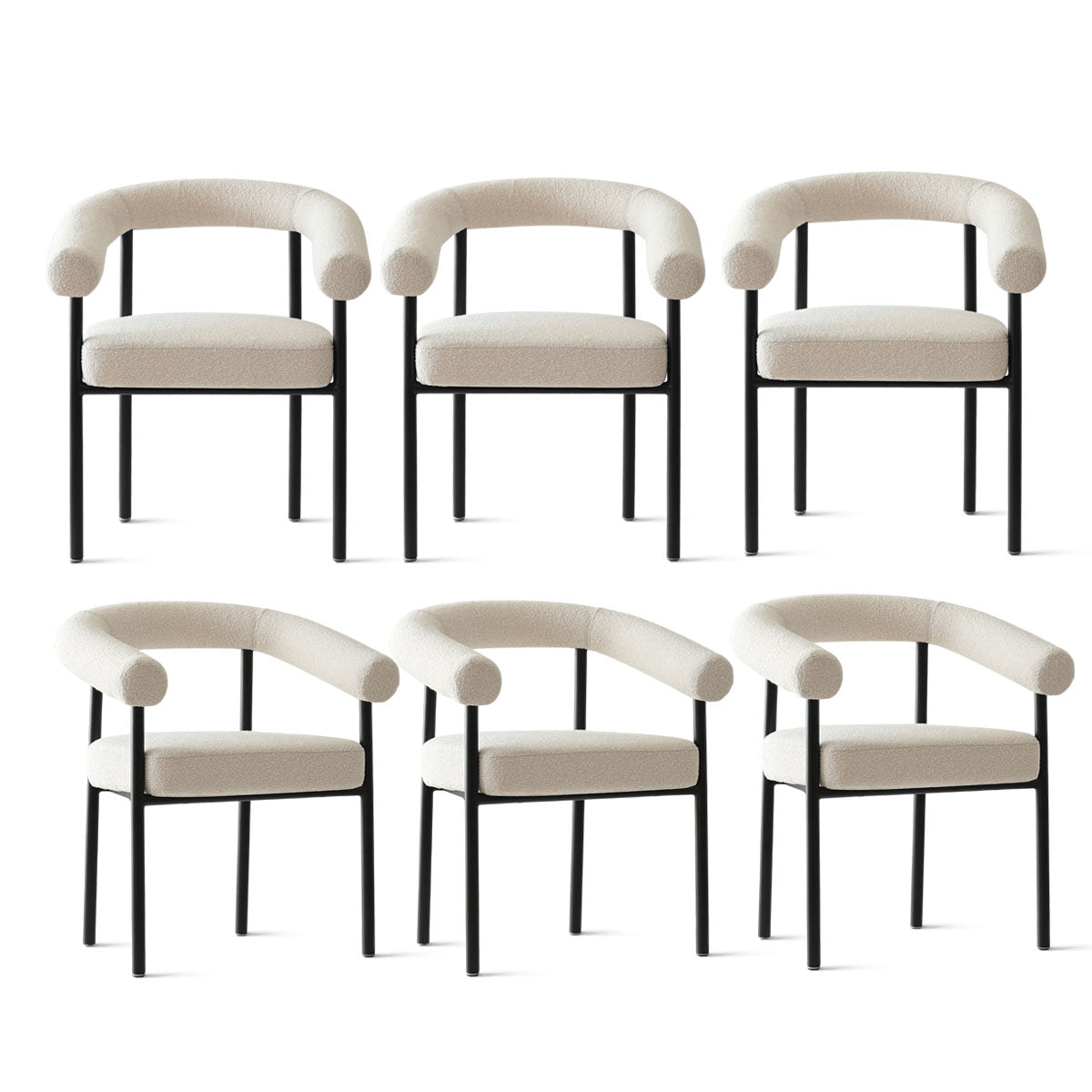 New York Modern Boucle Upholstered Dining Chair (Set of 6)
