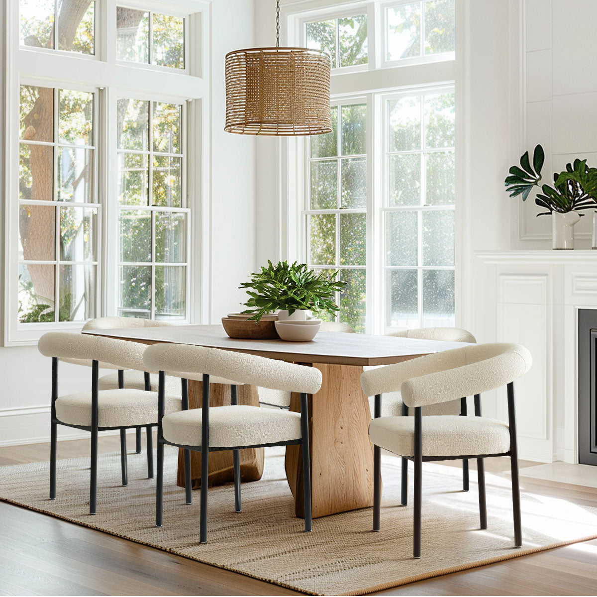 New York Modern Boucle Upholstered Dining Chair (Set of 6)