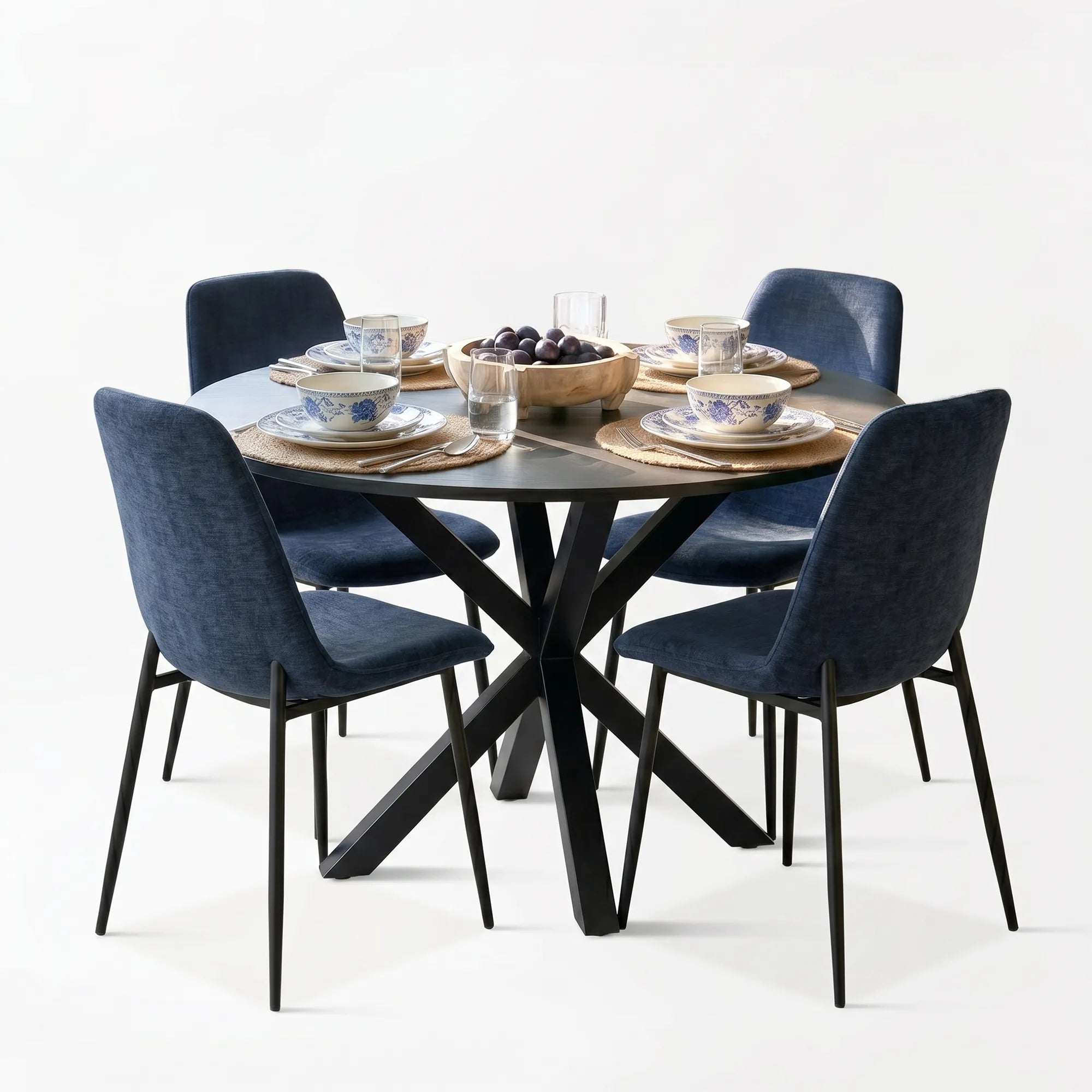 Oliver & Oslo 39" Black Round Dining Table Set for 4 (5-Piece)