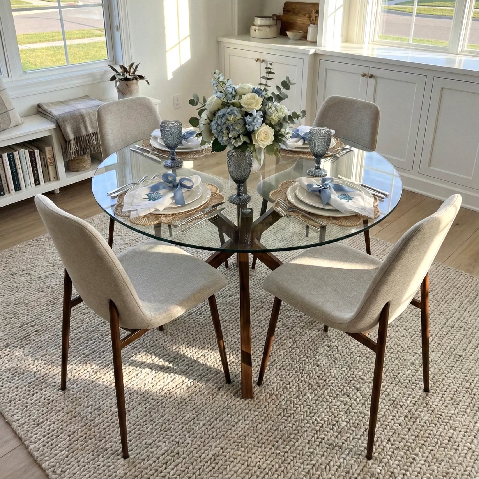 Oliver & Oslo 39" Glass Round Dining Table Set for 4 (5-Piece)