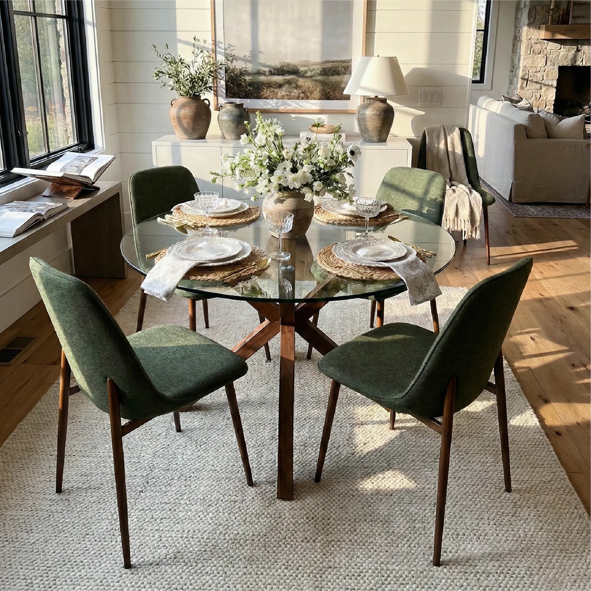 Oliver & Oslo 39" Glass Round Dining Table Set for 4 (5-Piece)