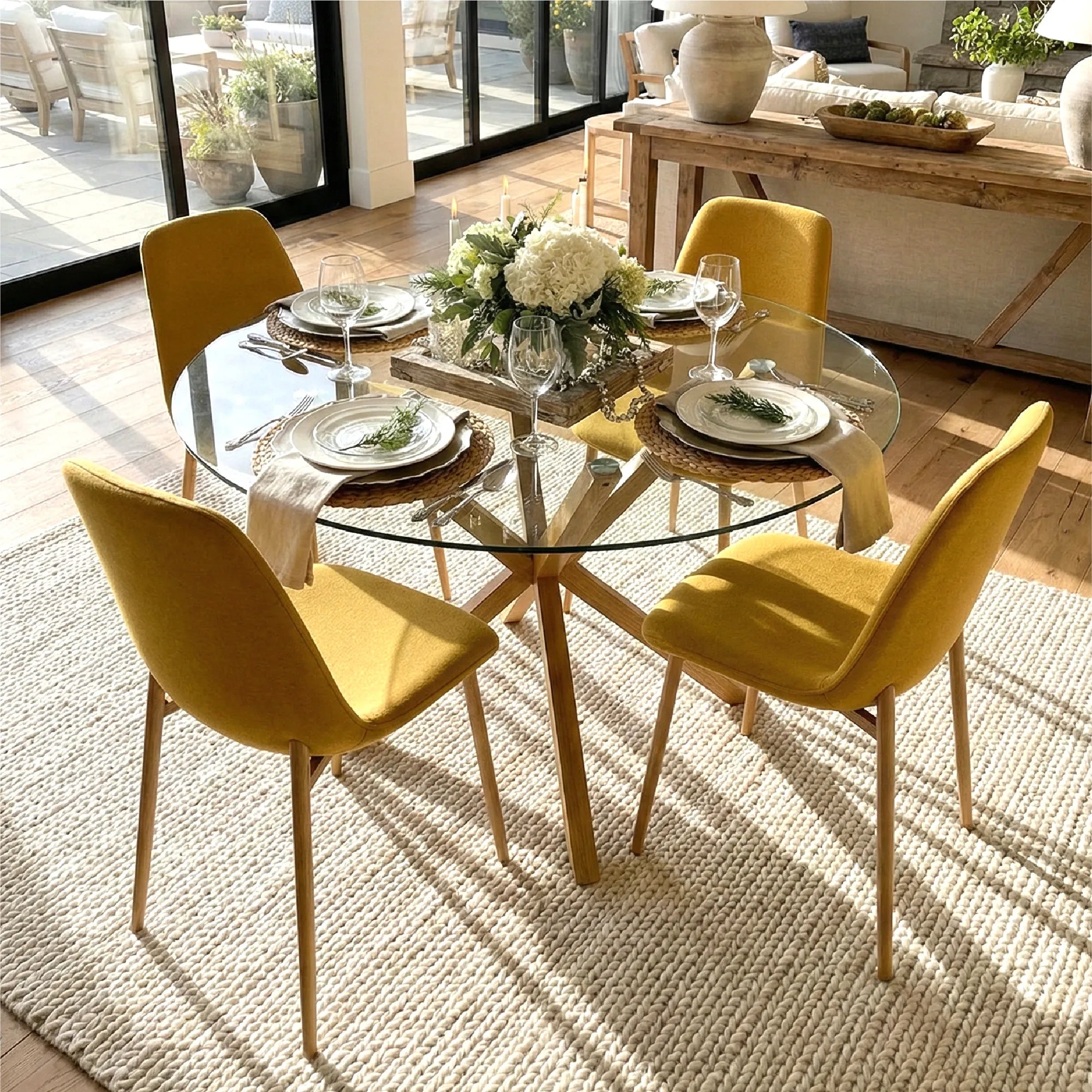 Oliver & Oslo 39" Glass Round Dining Table Set for 4 (5-Piece)