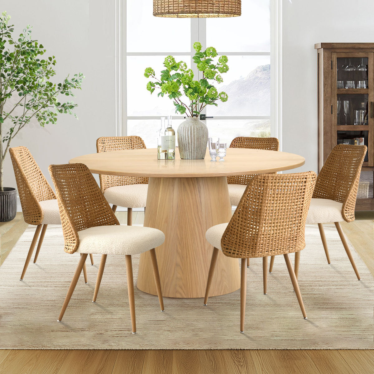 Nice Rattan Upholstered Dining Chair (Set of 6)