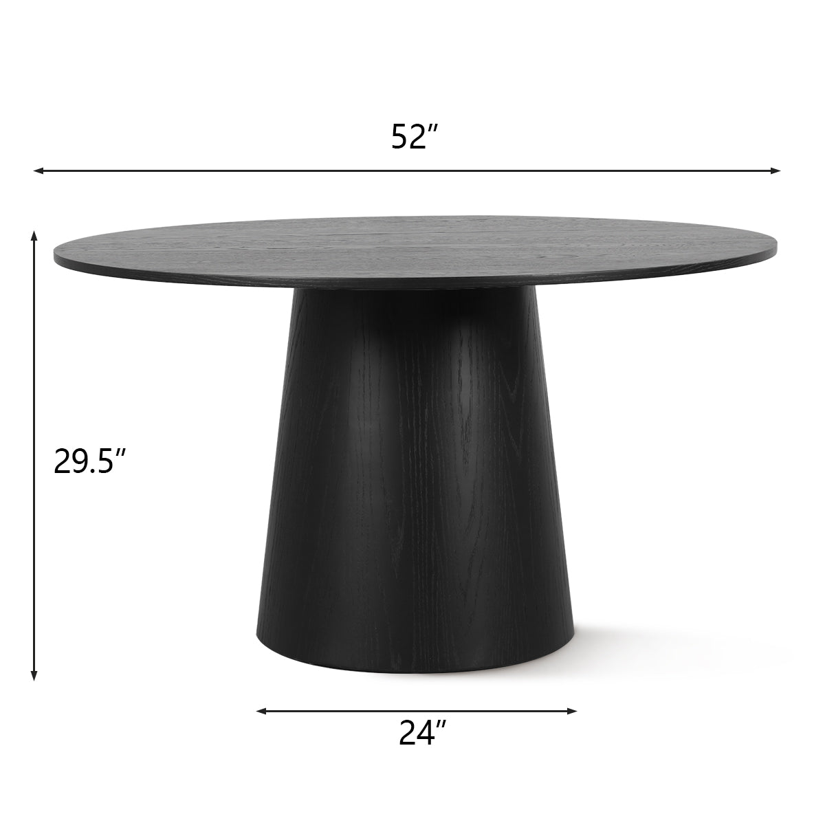 Orchid 52" Solid Oak Wood Round Pedestal Dining Table