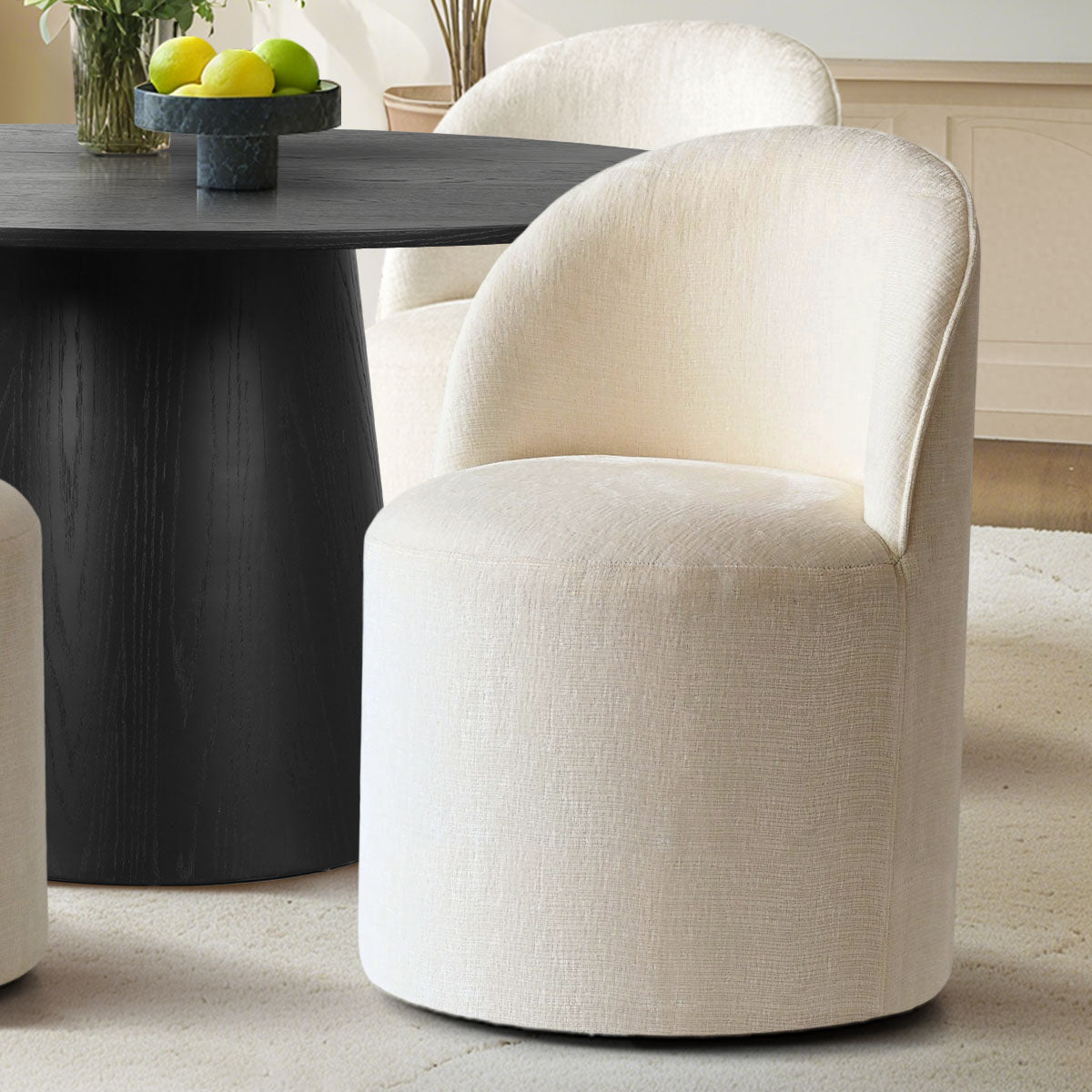 Orchid & Doris 52" Round Black Dining Table Set for 4 (5-Piece)