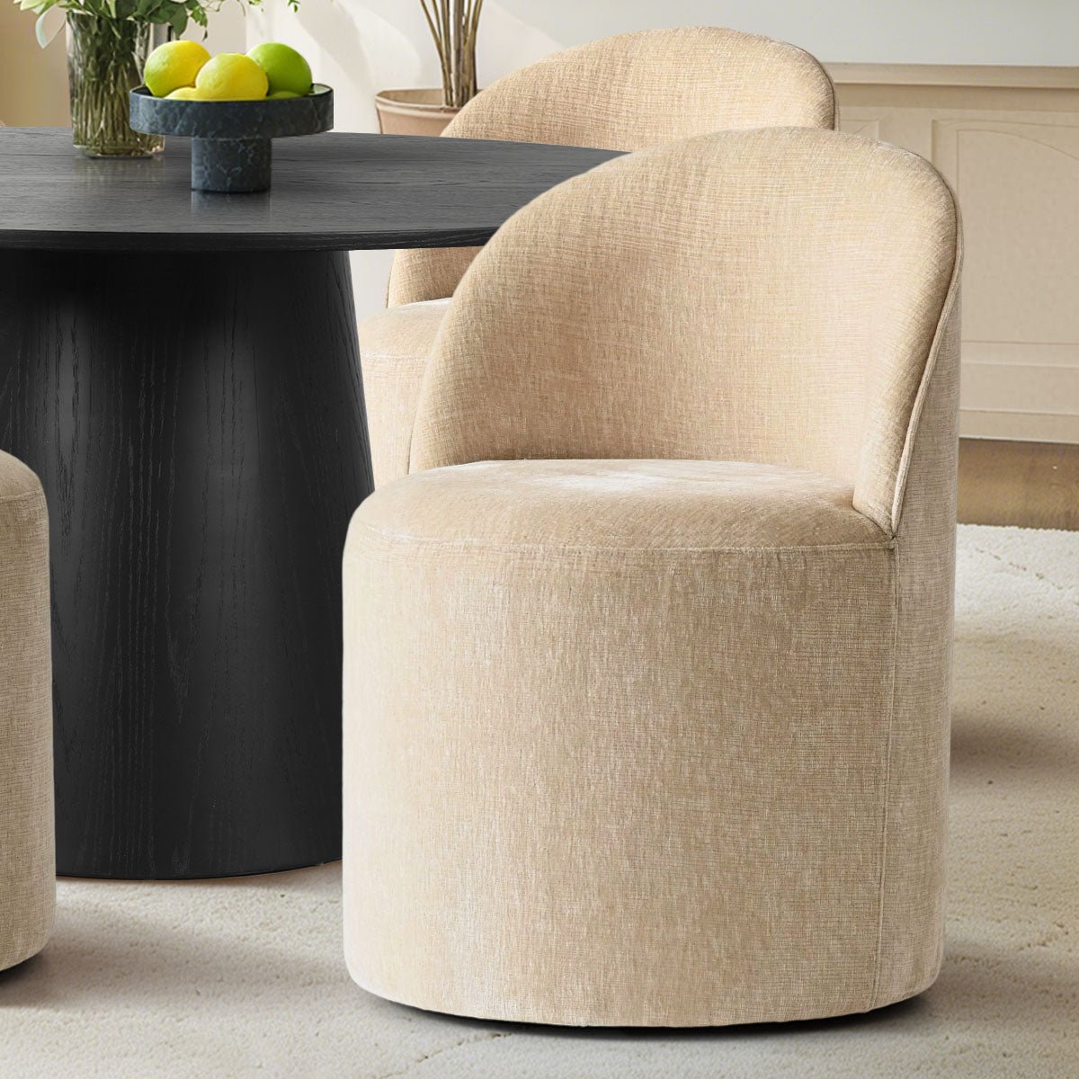 Orchid & Doris 52" Round Black Dining Table Set for 4 (5-Piece)