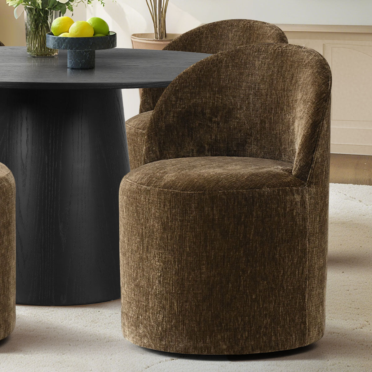 Orchid & Doris 52" Round Black Dining Table Set for 4 (5-Piece)