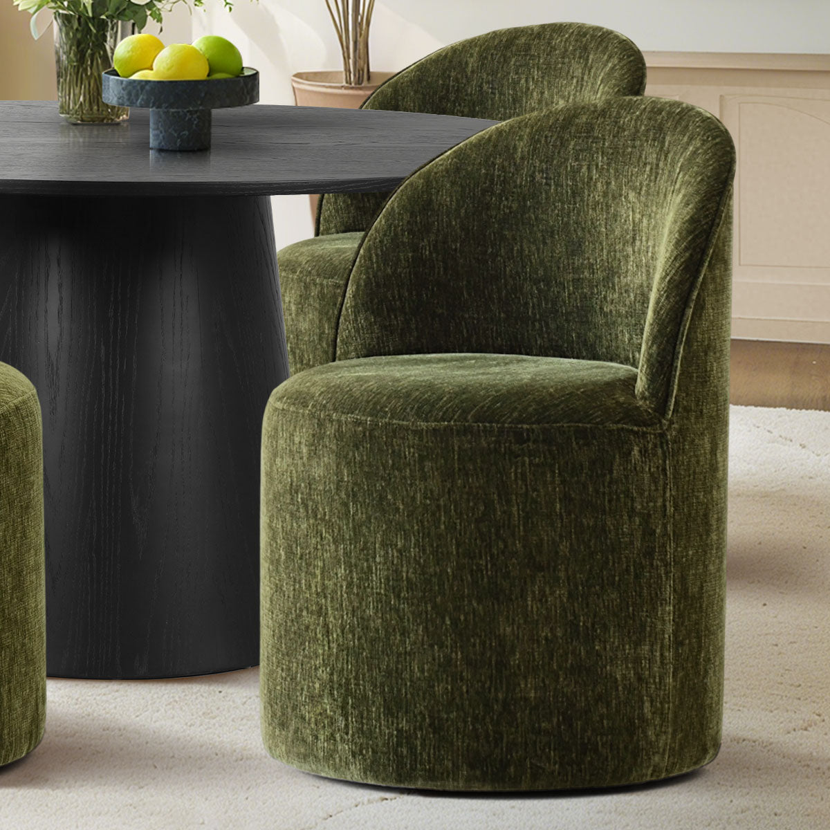 Orchid & Doris 52" Round Black Dining Table Set for 4 (5-Piece)