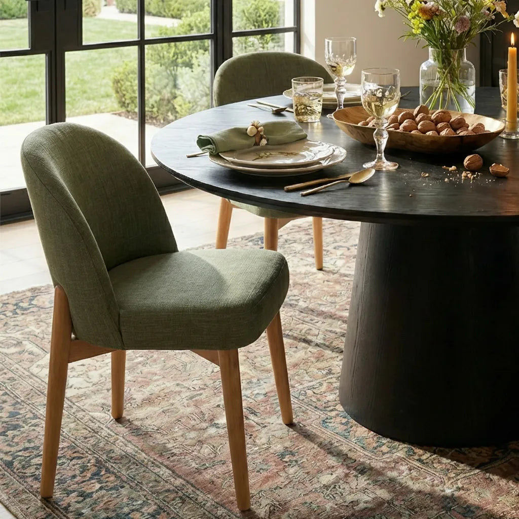 Orchid & Havana 52" Round Solid Oak Dining Table Set for 4 (5-Piece)