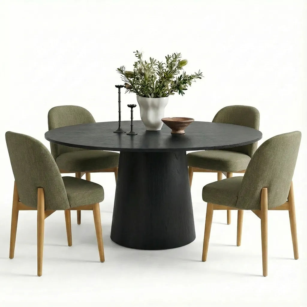 Orchid & Havana 52" Round Solid Oak Dining Table Set for 4 (5-Piece)