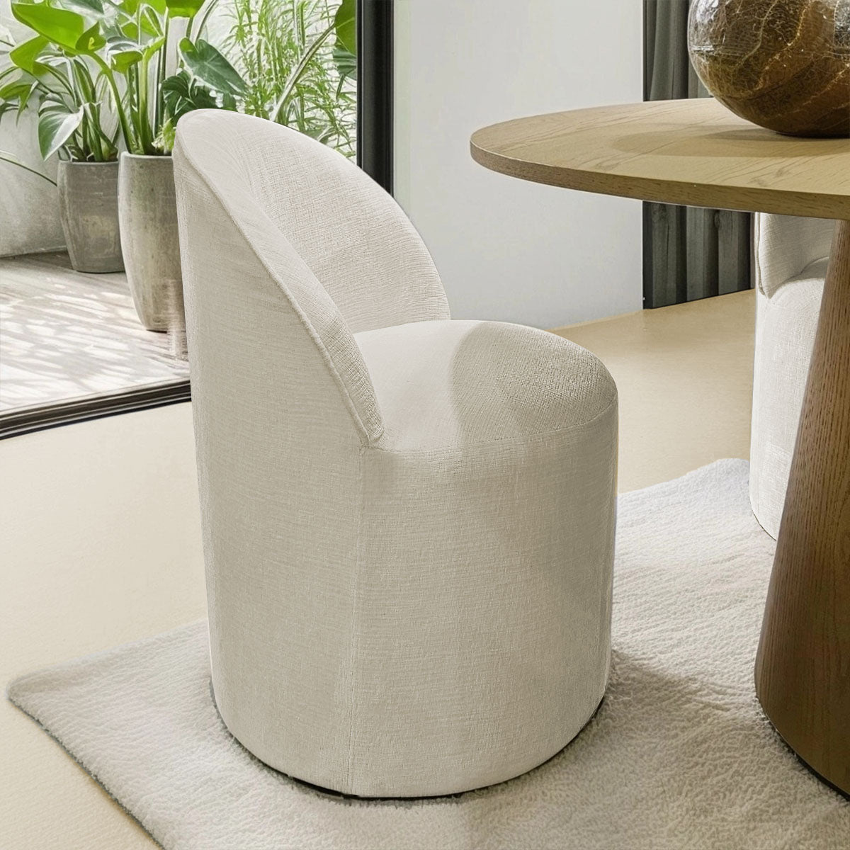 Orchid & Doris 52" Round Natural Dining Table Set for 4 (5-Piece)