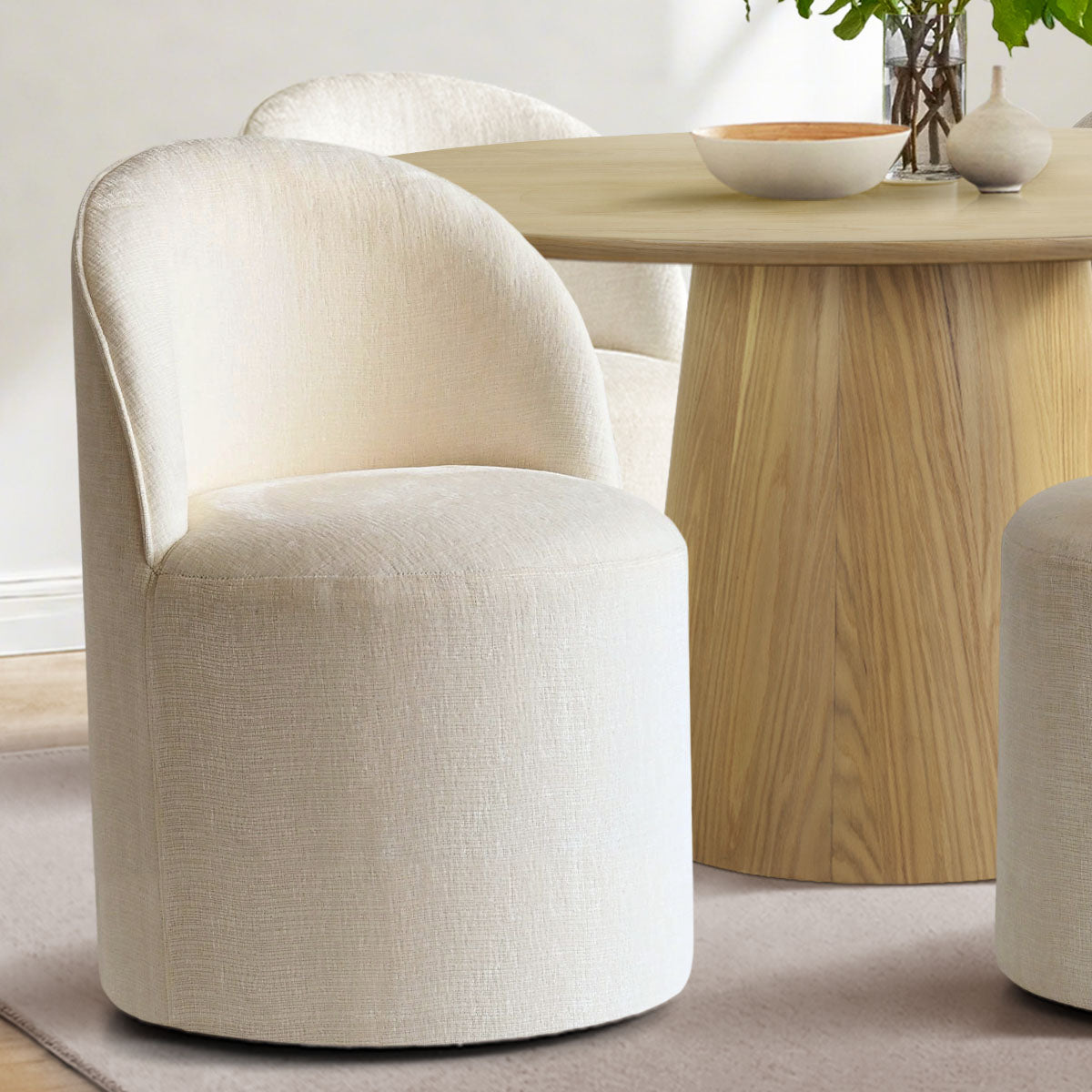 Orchid & Doris 52" Round Natural Dining Table Set for 4 (5-Piece)