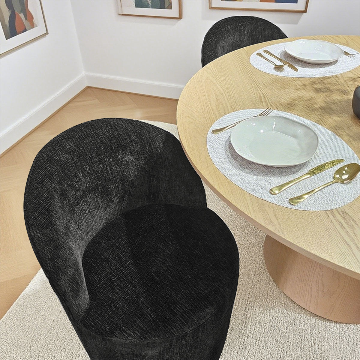 Orchid & Doris 52" Round Natural Dining Table Set for 4 (5-Piece)