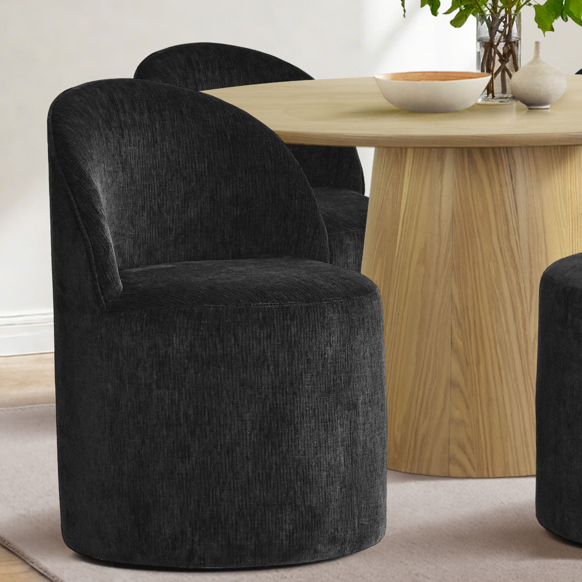 Orchid & Doris 52" Round Natural Dining Table Set for 4 (5-Piece)