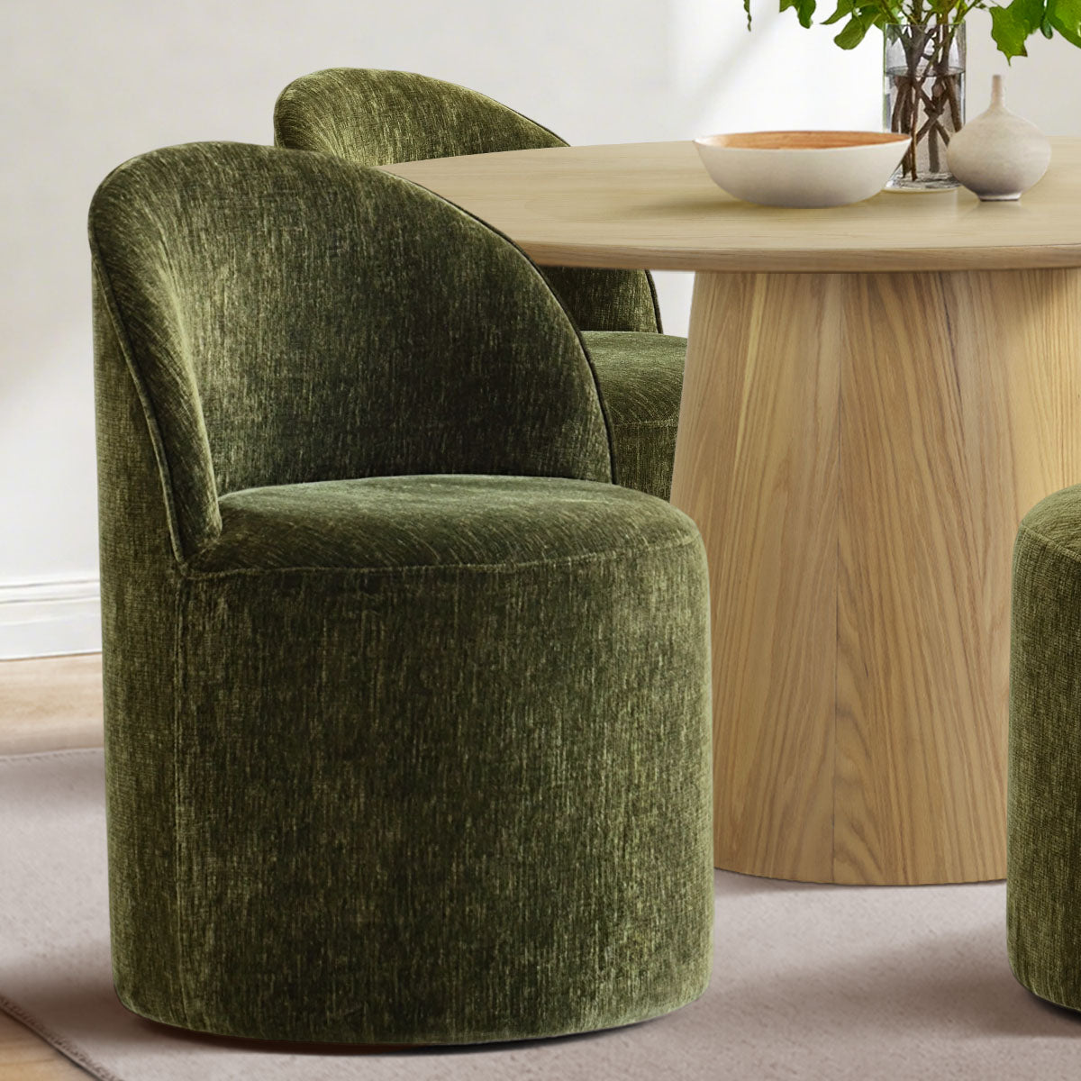 Orchid & Doris 52" Round Natural Dining Table Set for 4 (5-Piece)