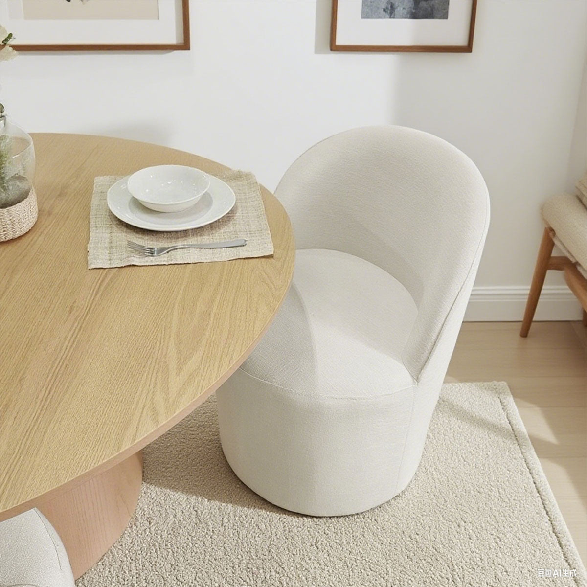 Orchid & Doris 52" Round Natural Dining Table Set for 4 (5-Piece)