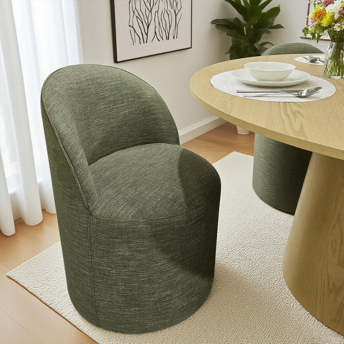 Orchid & Doris 52" Round Natural Dining Table Set for 4 (5-Piece)